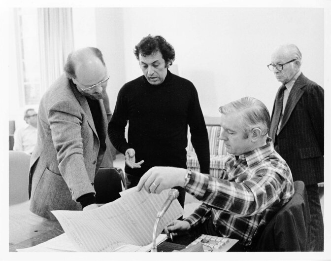 Star Wars recording session at UCLA Royce Hall, in the studio with John Williams and Zubin Mehta, in December 1977. | Courtesy of the Los Angeles Philharmonic Archives