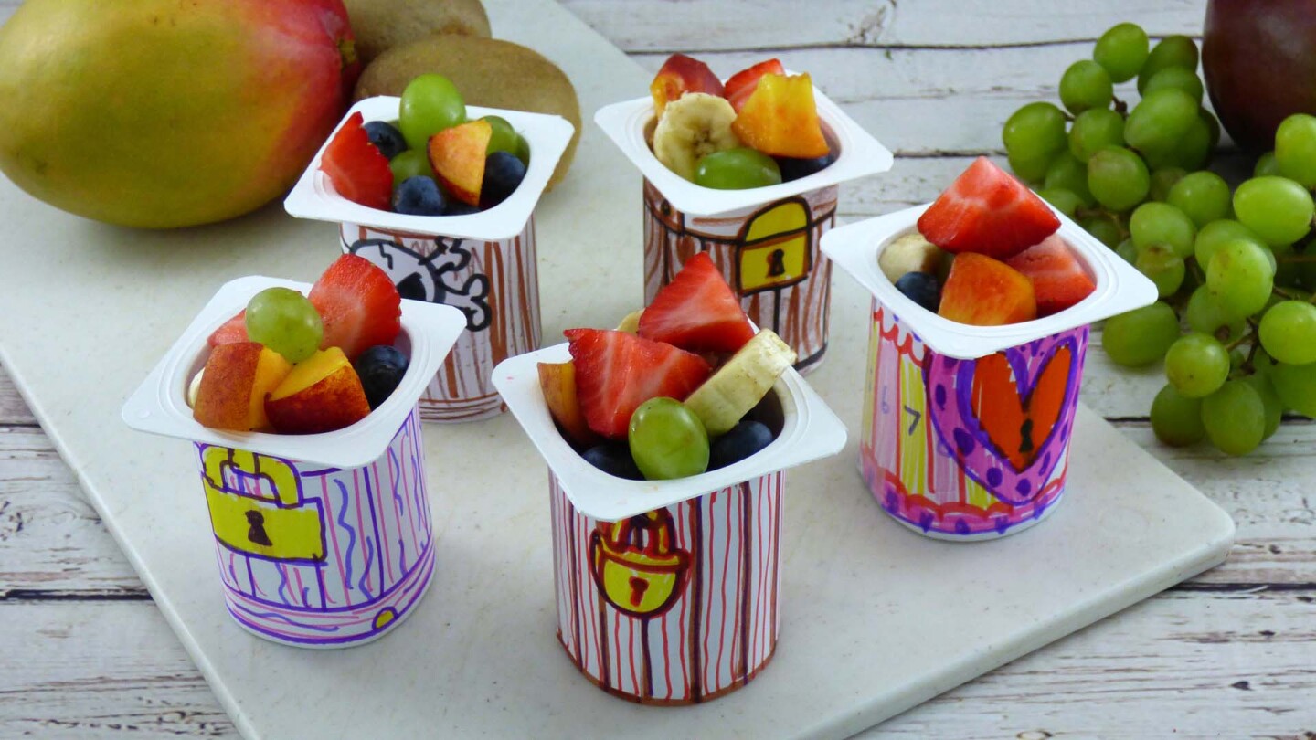 Divide your fruit into your treasure chests.