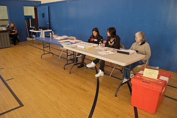 A voting center in San Francisco