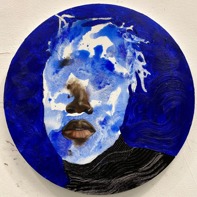 Khari Turner's "Anchored to the Sea," 2020. Acrylic, Oil, Ocean water, Water from the southern most point of Manhattan. | Courtesy of Band of Vices