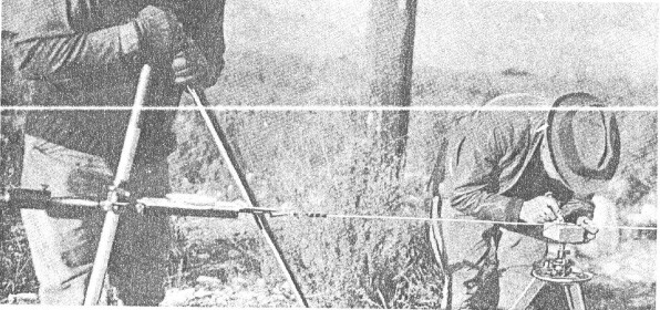 Measuring the base line. | Source: "A Geodetic Measurement of Unusually High Accuracy"