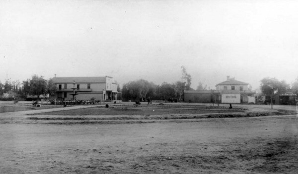 This is likely the oldest extant photograph of the Orange Plaza, taken in 1887. Courtesy of the Orange Public Library.