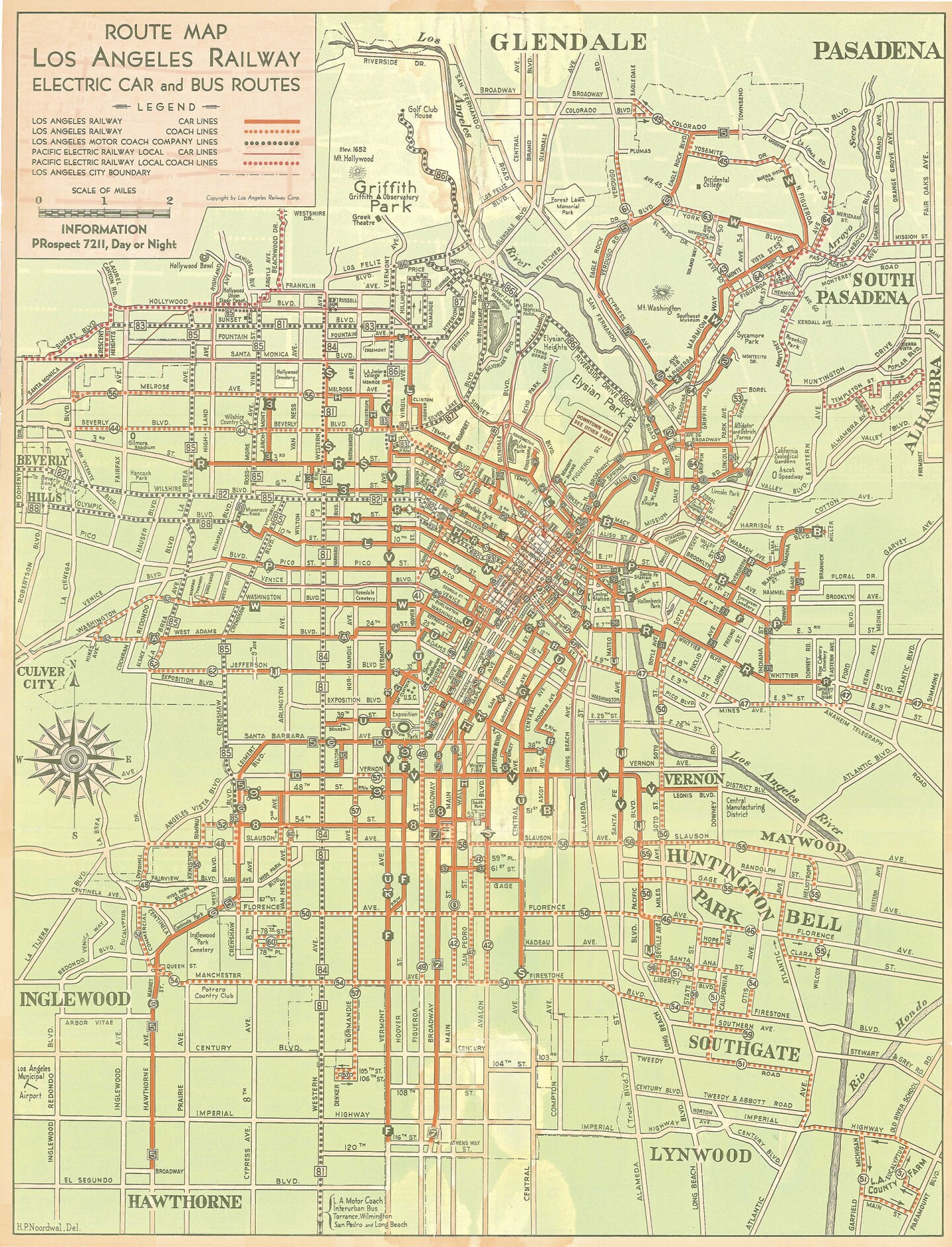 1935 Los Angeles Railway map