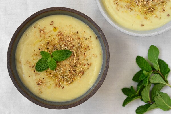 Creamy Parsnip Soup with Dukkah and Mint