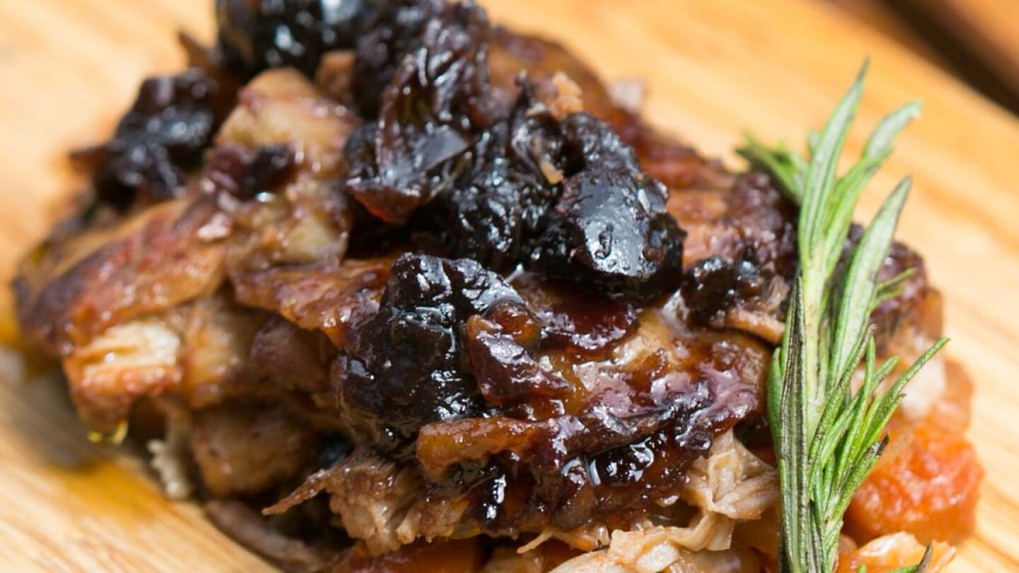 Braised Lamb Belly with Sour Cherry Compote | Carla Choy
