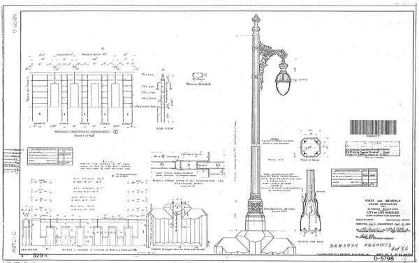 Though Merrill Butler supervised the viaduct's design as Deputy City Engineer, Ralph W. Stewart was its principal designer. Design construction plans courtesy of the Los Angeles County Department of Public Works.