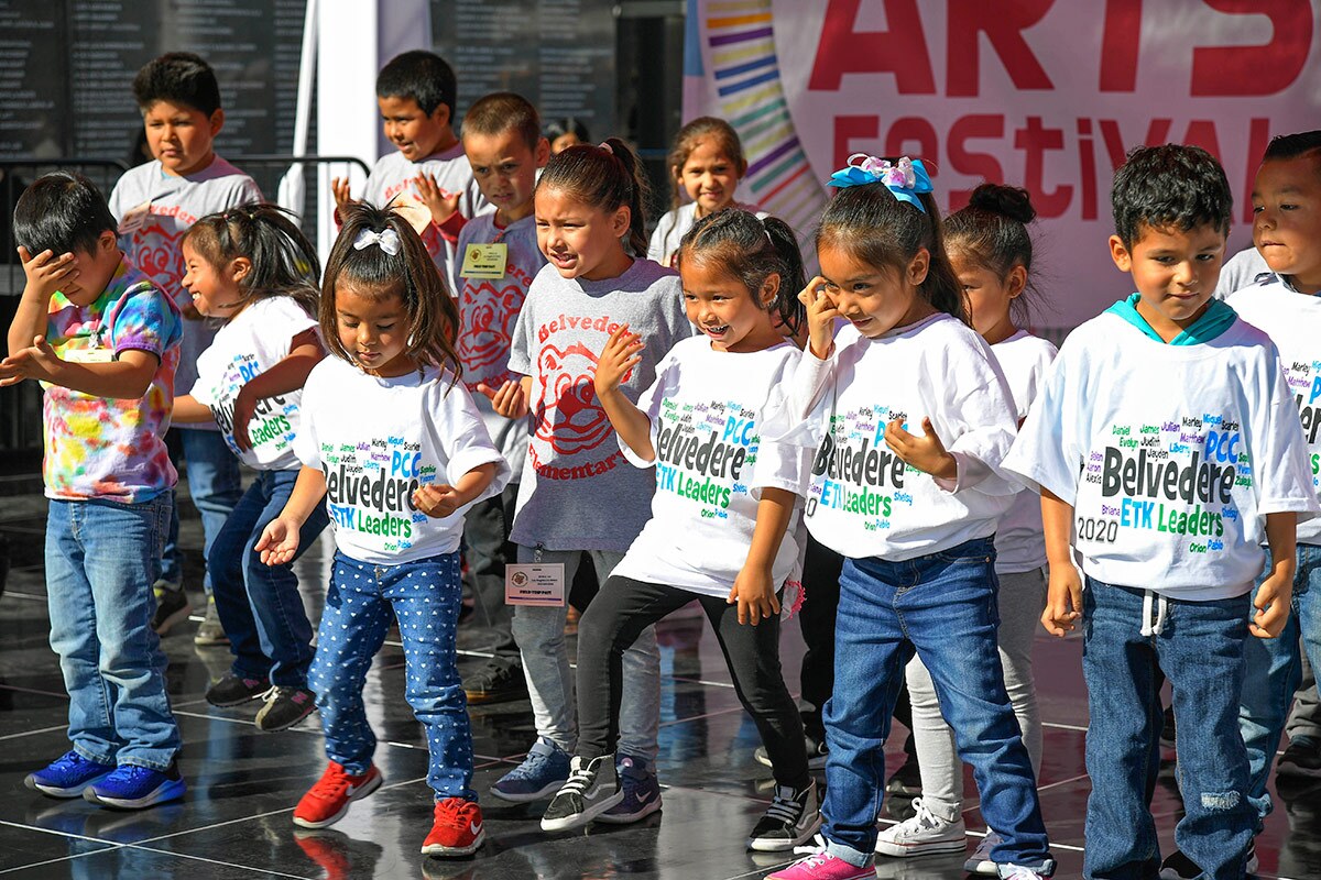 Students from Belvedere Elementary School participate in The Music Center’s Very Special Arts Festival, an annual event that celebrates the artistic achievements of students with all abilities. | Courtesy of The Music Center.