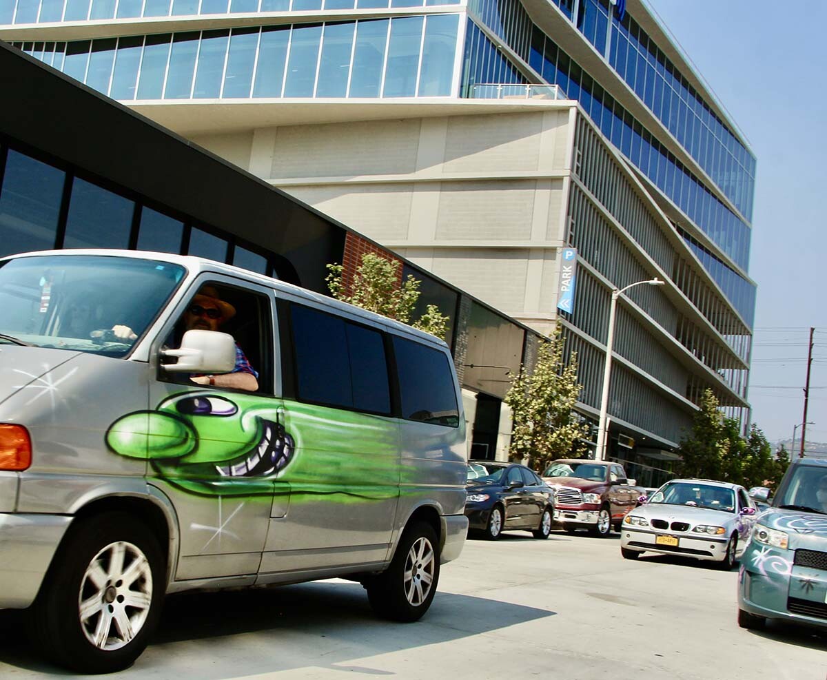 Cars participating at Kenny Scharf's "Karbombz!" car parade September 26, 2020 | Jordan Riefe