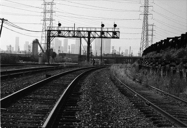 Railroad tracks outside downtown Los Angeles