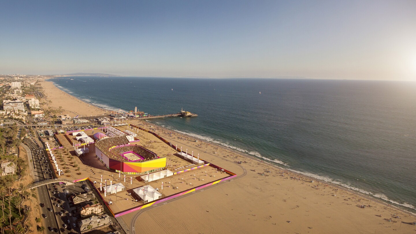 beach volleyball at santa monica beach