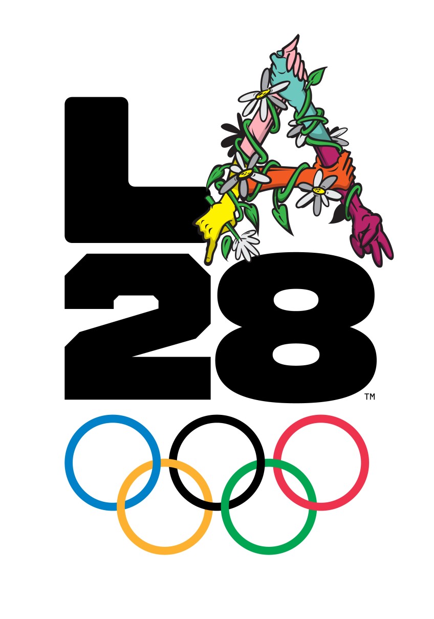 LA28 emblem made for the 2028 Los Angeles Olympics shows different kinds of As made by various artists, designers and athletes