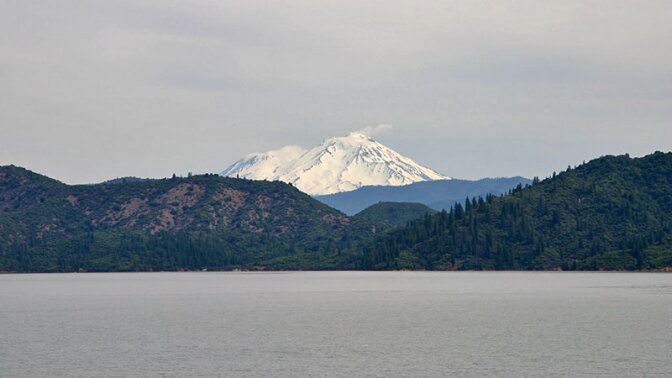 Lake Shasta with Mount Shasta in distance