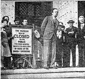 Art lover protest museum's closure | Los Angeles Times, March 5, 1934