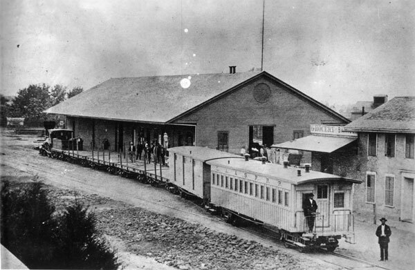 The depot of the Los Angeles & San Pedro Railroad, the city's first, stood at Commercial and Alameda streets. Courtesy of the Los Angeles Examiner Collection, USC Libraries.
