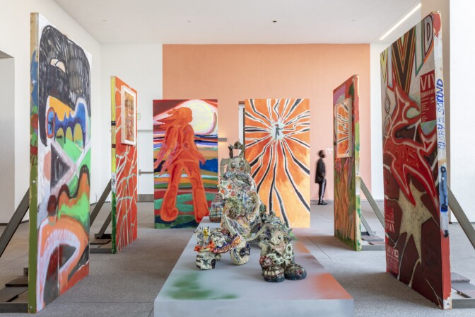 An installation view of Sonya Sombreuil's work at "Made in L.A. 2020: a version." at Hammer Museum, Los Angeles. | Joshua White / JWPictures.com.