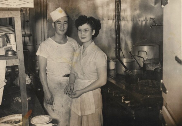 Minoru and Ito Matoba in the kitchen at Atomic Cafe