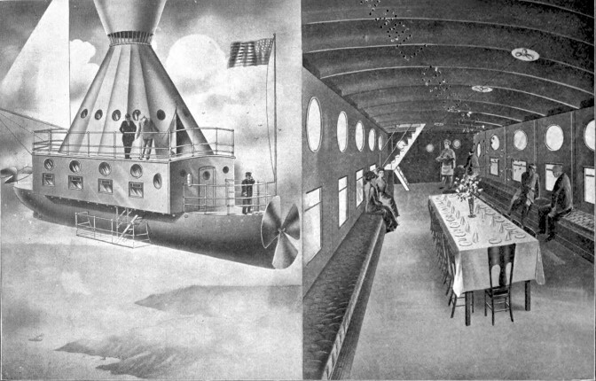 Drawings of the Lowe Planet Airship from the 1910 booklet "The Latest Development in Aerial Navigation"