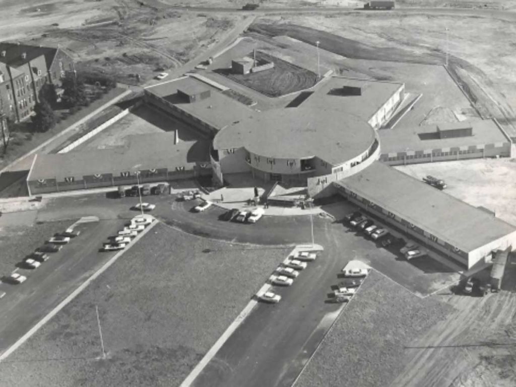 An aerial photograph of St. Jude Children's Research Hospital, Memphis, TN c. 1962 | Memphis Press Scimitar, Special Collections, University of Memphis Libraries. Courtesy of The Paul R. Williams Project at the Art Museum of the University of Memphis