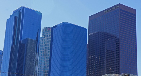 Three of downtown L.A.'s tall buildings.