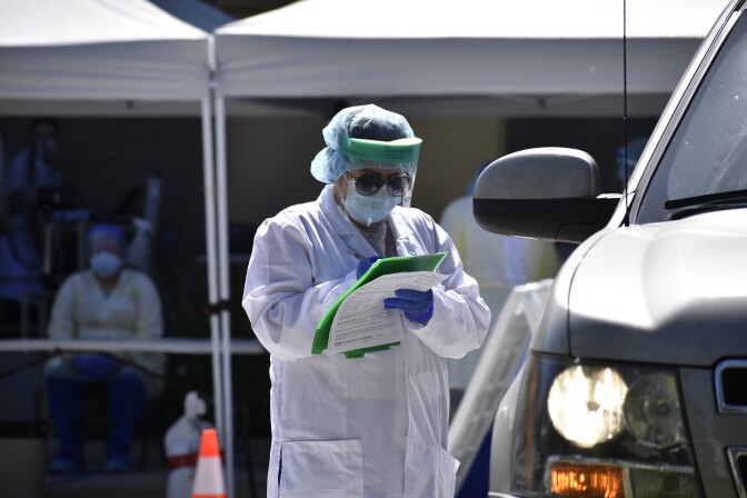 A health worker at a COVID-19 testing site in West Covina. | Courtesy of Altamed