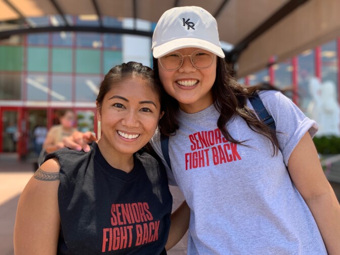 Social media coordinator Alyssa San Agustin, left, and epidemiologist Tina Koo are founding members of Seniors Fight Back.