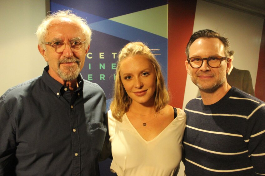 Actors Jonathan Pryce, Annie Starke and Christian Slater after a screening of "The Wife"