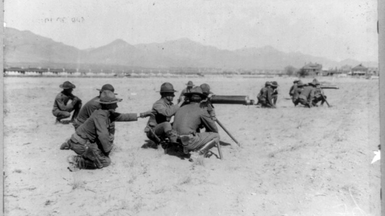 Eighth Machine Gun Cavalry in action on the Mexican border. | Library of Congress