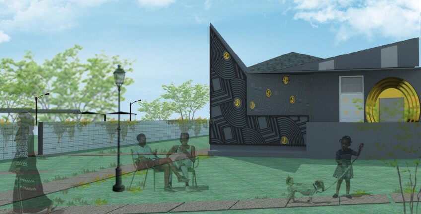 House No. 1, the R Cloud House, includes a crown-like facade that has a strong graphic design.