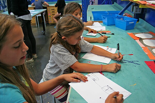 Three students at LFCSA draw their reflection maps