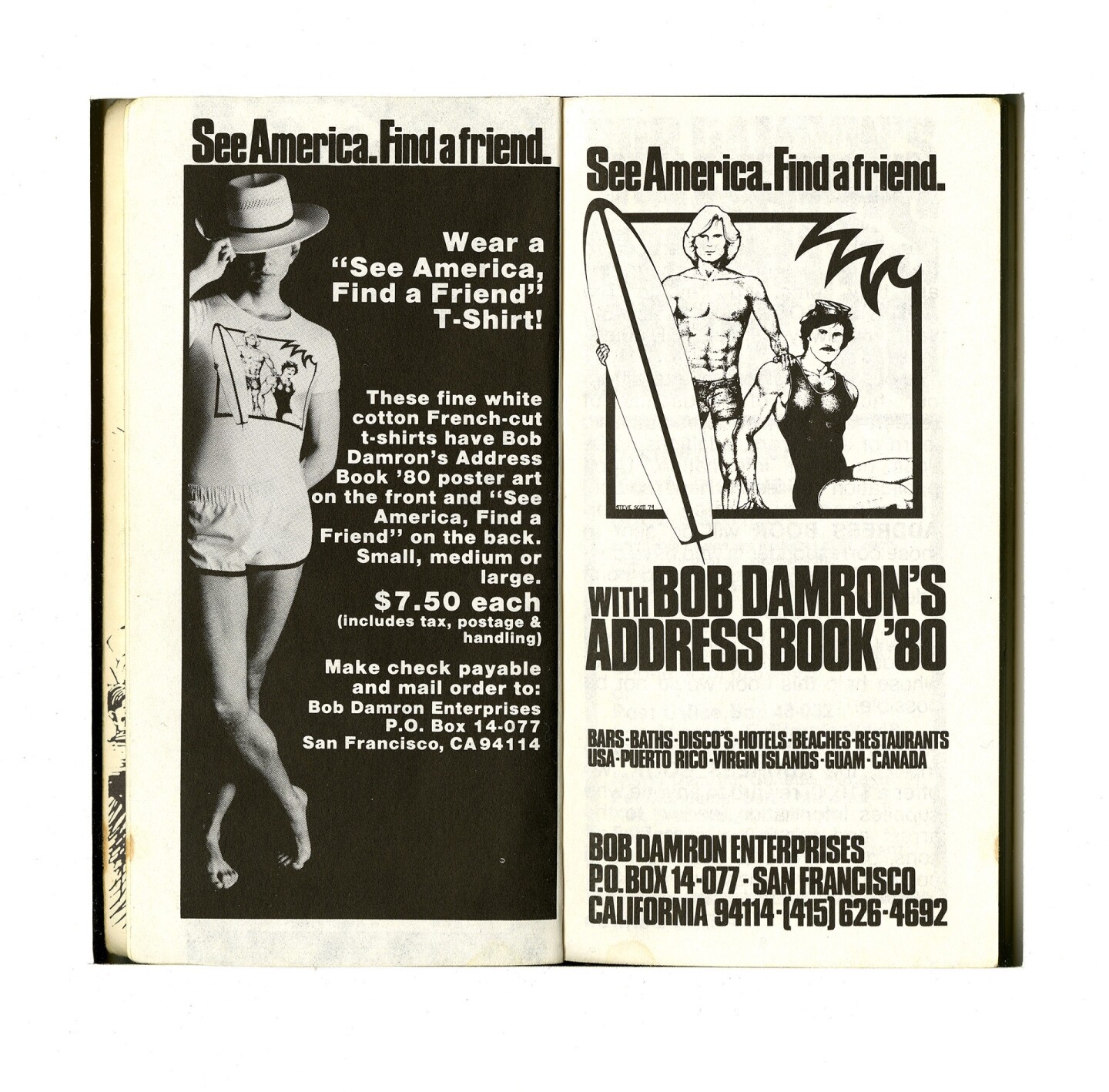 Interior pages from the 1980 Los Angeles edition of the Damron Guide.