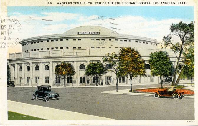 Circa 1928 postcard of Angelus Temple
