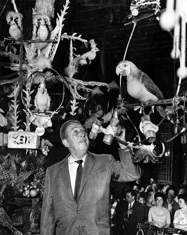 Walt Disney in the updated Tiki Room in 1963 | Herald Examiner Collection at Los Angeles Public Library