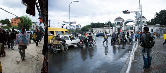 "Walking on the Streets art protest," 2007, Hit Man Gurung and fellow students. | Courtesy of the artist.