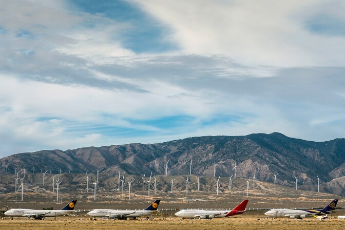 A view of Mojave's Boneyard taken from the runway of the Mojave Air & Space Port. | Kim Stringfellow