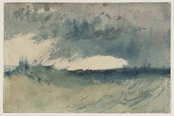 Joseph Mallord William Turner (British, 1775 - 1851), "Study of Sea," c.1820-30. Watercolour on paper
support, 143 x 217 mm
. Courtesy of Tate: Accepted by the nation as part of the Turner Bequest 1856. Photo © Tate, London 2014.