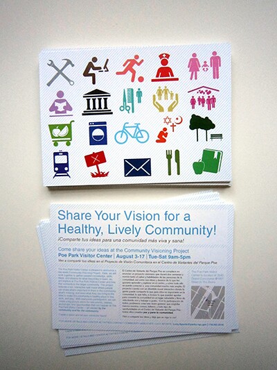 Community outreach materials distributed to local institutions, businesses, and residents. | Courtesy of VisionArc