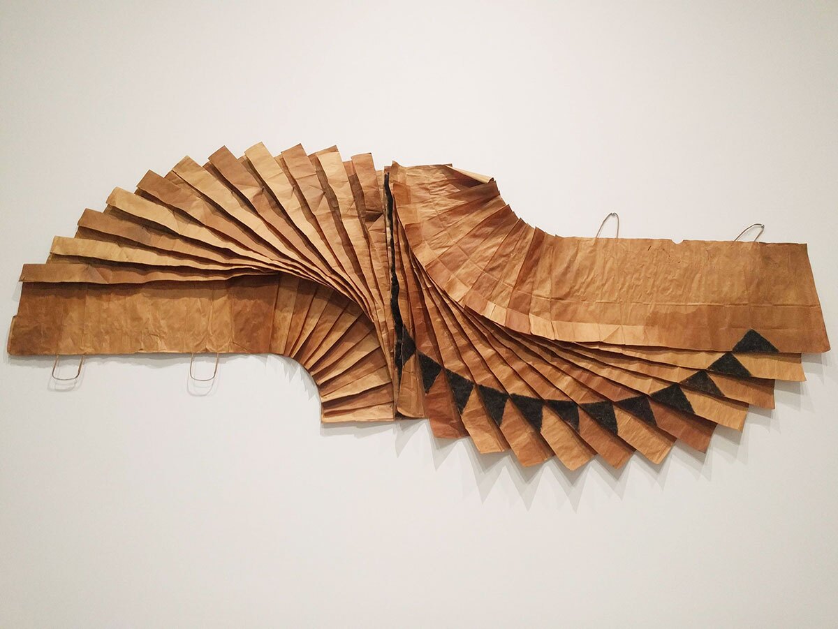 David Hammons, Bag Lady in Flight, 1970s. Shopping bags, grease and hair. | Carren Jao