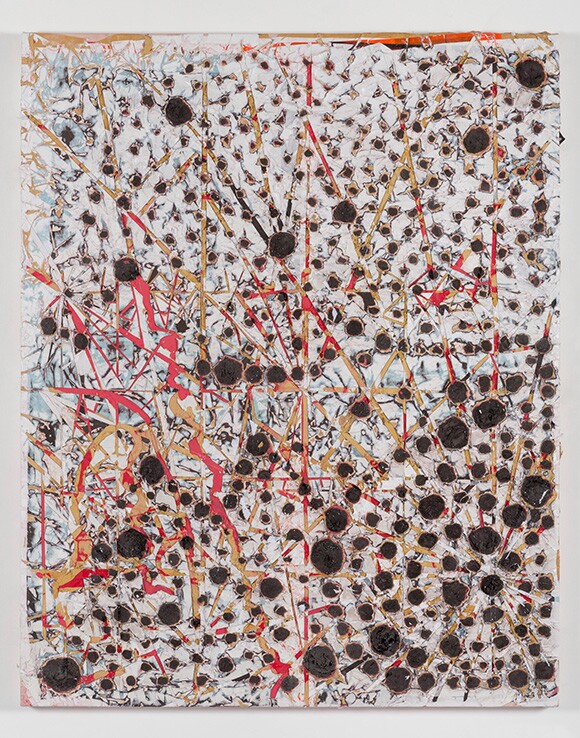 Mark Bradford, "Sample 3" 2015. Mixed media on canvas. 62 x 48 in. (157.5 x 121.9 cm). | Photo: Joshua White. Courtesy of the artist and Hauser & Wirth.