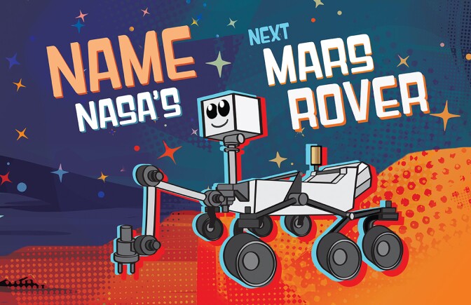Name NASA's next Mars rover cartoon. | NASA/JPL-Caltech