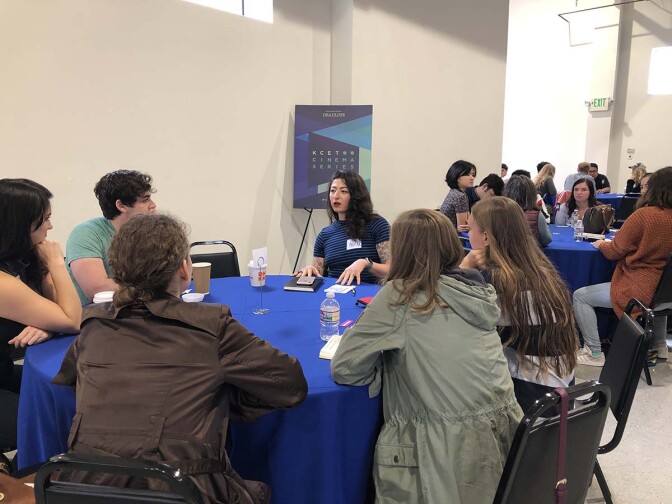 Arielle Rosenstein talks to animation students about the business | Cristina Galvan, Image from "Fine Cut Student Workshop"