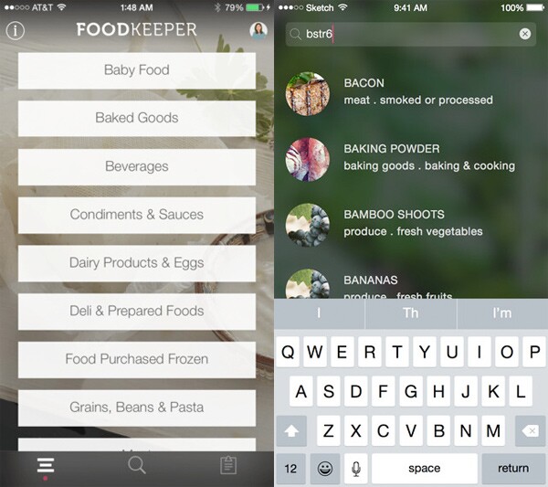 FoodKeeper app from USDA