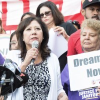 L.A. County Supervisor Hilda Solis stands at podium supporting the Dream Act | Courtesy Hilda Solis
