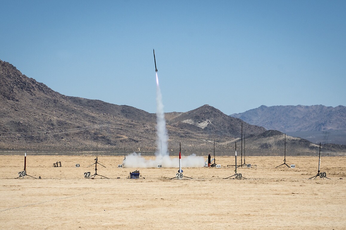 Rocket launch at ROCstock, Lucerne Valley, CA (2015). | Kim Stringfellow.
