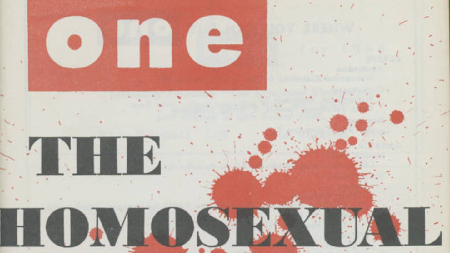 Cover of One magazine featuring "The homosexual villain" by Norman Mailer, 1955. | ONE National Gay and Lesbian Archives, USC Libraries