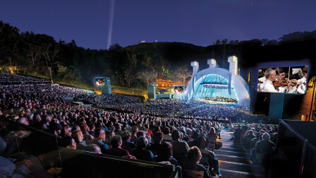 Hollywood Bowl shell with orchestra on stage | Adam Latham