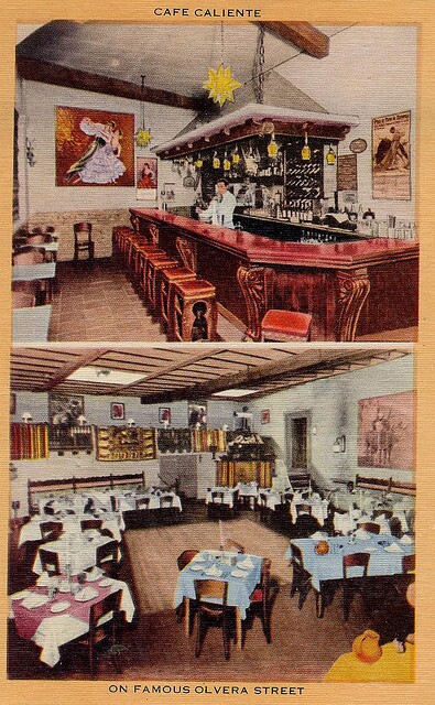 "Cafe Caliente on Famous Olvera Street" postcard
