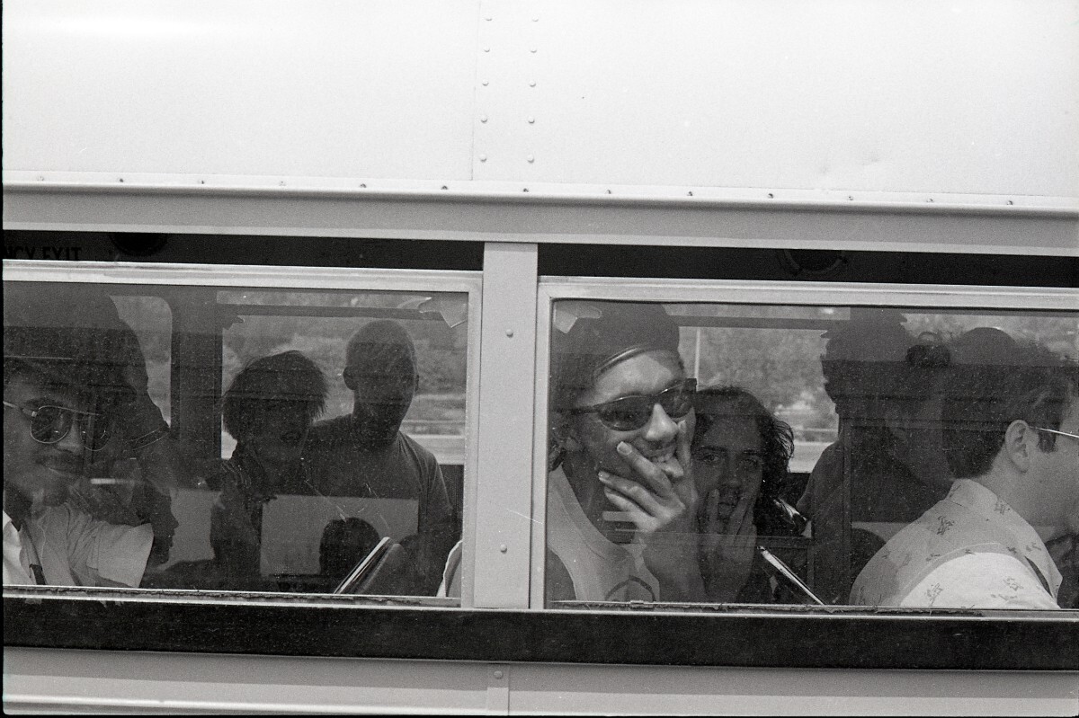 Bus window, Desolation Center: Mojave Exodus, 1983 | Mariska Leyssius