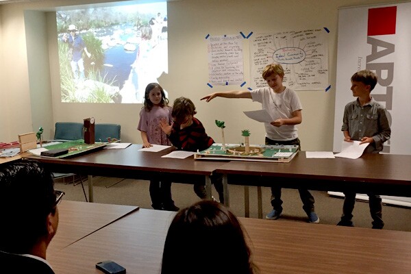 LFCSA students present their prototype for a native garden at the Bowtie Parcel