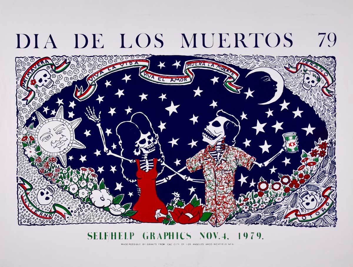 “The Four Seasons” by Alfredo de Batuc (1979 Commemorative Dia de Los Muertos Print) | Courtesy of Self Help Graphics & Art