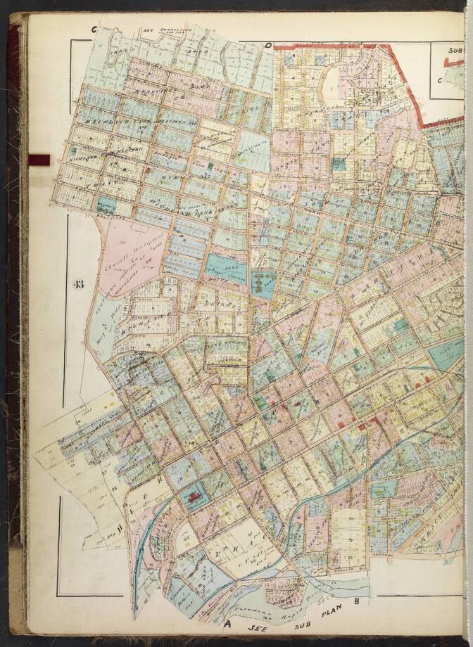 The left side of the page from the 1921 Baist's real estate atlas of Los Angeles.